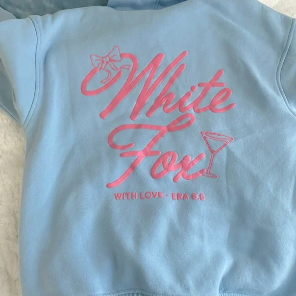 White fox baby blue oversized Hoodie - Picture 3 of 5